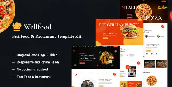 Wellfood 8211 Fast Food ve Restoran Elementor Pro Şablon Seti v1 0 0