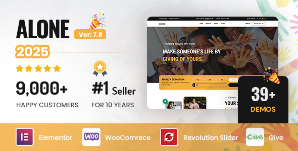 Alone Bağış Etkinlik WordPress Teması v7 8 9