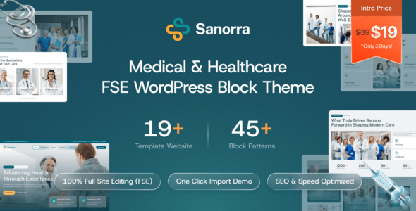 Sanorra Medical 038 Healthcare FSE WordPress Block Theme v1 0 0